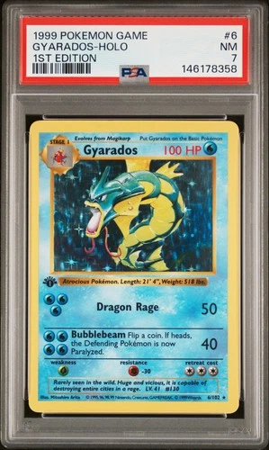 1999 POKEMON GAME 1ST ED #6 GYARADOS-HOLO PSA 7