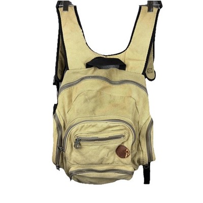 Roxy Canvas Backpack Khaki Beige Multi Pocket Zip Pack Women P-446C03P Daypack