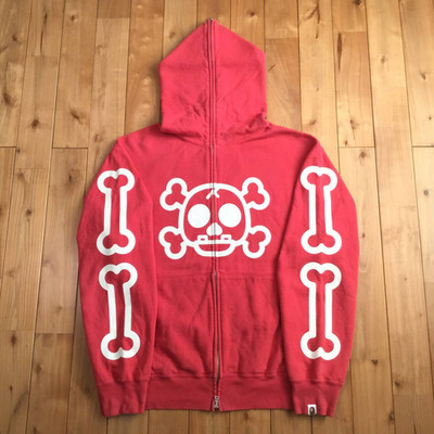 BAPE MILO BONE full zip hoodie a bathing ape NIGO Red Size L
