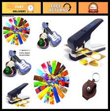 Guitar Pick Punch Kit with Leather Holder, Custom Tin Pick Strips - Blue Bundl