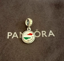 Pandora Hungary Flag Map Pendant Exclusive Charm S925 Sterling Silver Jewelry