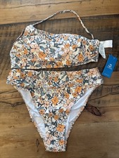 Cupshe Floral One Shoulder Bikini High Waist M NWT cheeky Bottom