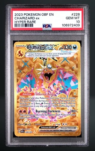 Charizard ex 228/197 SV03: Obsidian Flames Holo PSA 10💎✅💎⭐️
