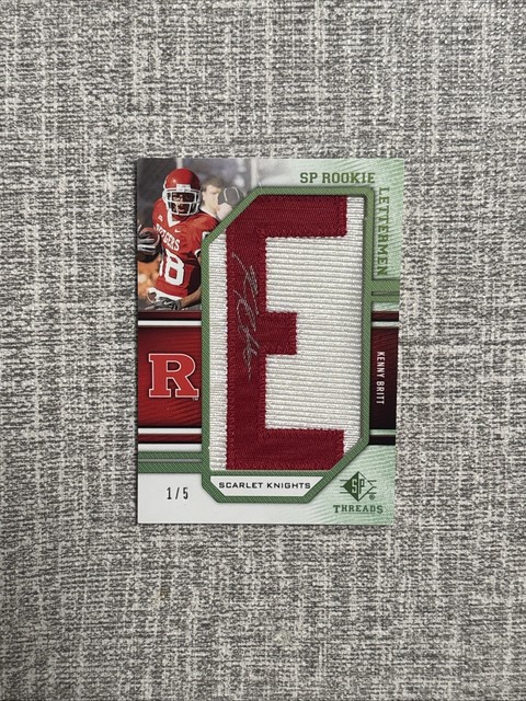 Kenny Britt 2009 SP Threads Rookie Lettermen Scarlet Knights Autographs Auto 1/5