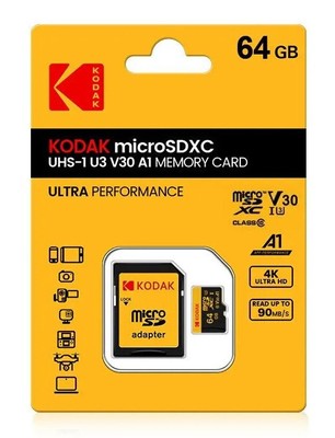 Kodak Micro SD-Karte 64GB 4K High-Speed Class 10 U3 für Handy Tablets Kamera usw