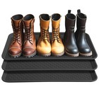 Navaris Set of 3 Shoe Drip Trays Multi-Purpose Boot Tray for Rain Boots-black