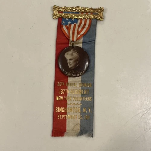 1911 137th Regiment New York Volunteers Ribbon Binghamton NY Whitehead & Hoag