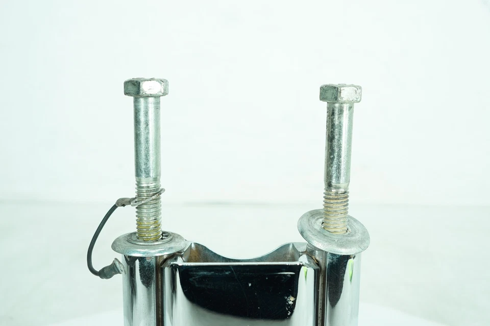 2003 Harley Sportster XL1200 C Custom OEM Front Handlebar Riser Top Clamp Chrome - Image 3 of 4