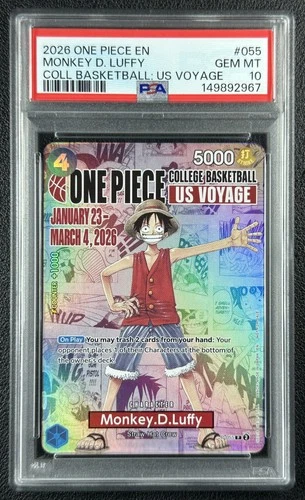 MONKEY D. LUFFY PSA 10 2026 ONE PIECE EN #P-055 COLLEGE BASKETBALL US VOYAGE 967