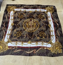 VTG style square scarf Equestrian Horse Chain heraldic crests Shiny Sheer 34x34