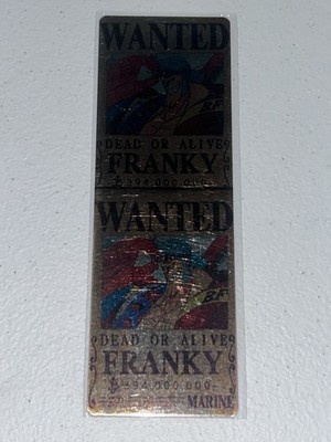 NEW One Piece 2x6  Franky Post Time Skip Wanted Sign Fan Art Metal Bookmark