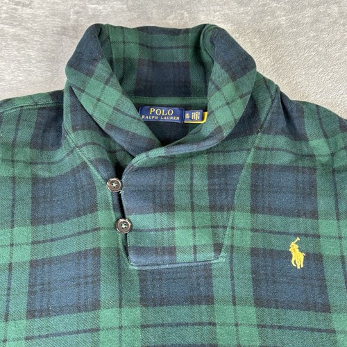 Polo Ralph Lauren Pullover Herren XL grün Tartan Schalkragen Sweatshirt kariert - Bild 11 von 12