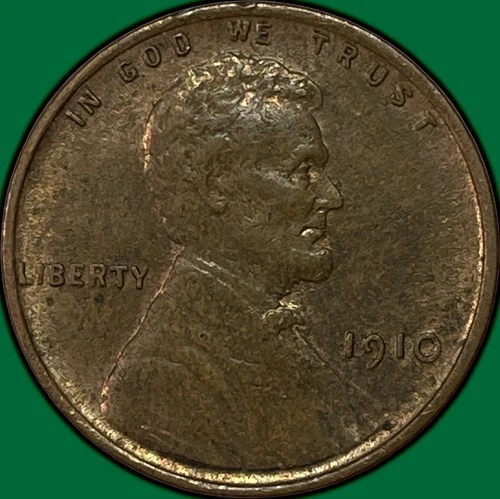 1910 Lincoln Wheat Cent Almost Uncirculated AU Coin, Cleaning #36830