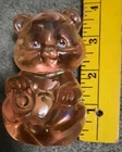 Fenton Art Glass Teddy Bear Iridescent Pink Handpainted Signed