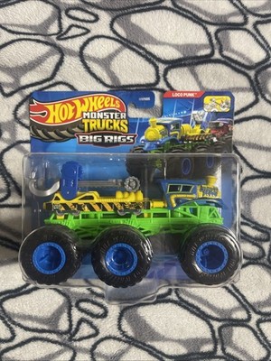 Hot Wheels Monster Trucks Big Rigs LOCO PUNK 6 Wheels Transporting Towing Truck