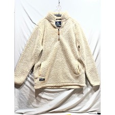 Simply Southern Womens Cream Sherpa Fleece Quarter Zip Pullover Sweater Medium