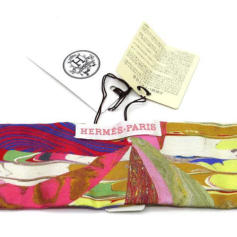 Hermes Twilly Seidentuch Marmor Seide Kyoto Design Rosa Multi 2x34 Zoll Selten Verpackt - Bild 3 von 4