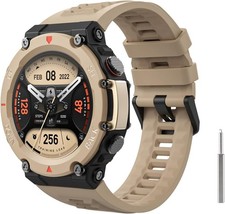 MoKo Watch Band Compatible with Amazfit T-Rex 2 Outdoor GPS Smartwatch, Soft Sil