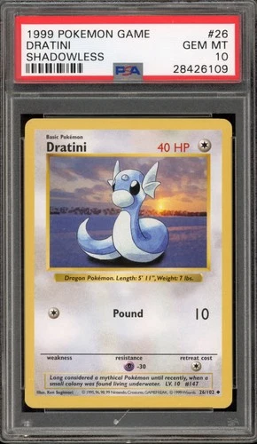 Pokemon Dratini Base Set Shadowless #26 PSA 10 Gem Mint