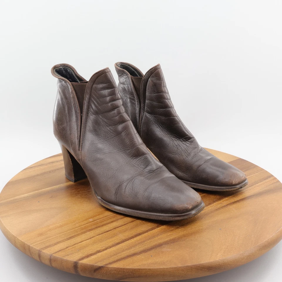 Женские коричневые мягкие кожаные ботильоны Filippo Raphael на каблуке размер ЕС 37/ США 6 - Изображение 3 из 4