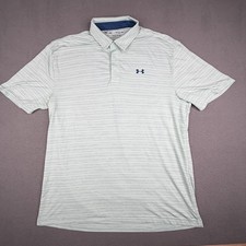 Under Armour Playoff Polo Shirt Mens XL Light Green Stripe Golf Performance