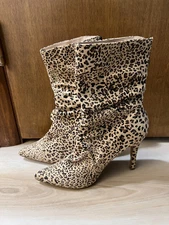 Journee Collection Women's Markie Stiletto Booties Leopard Size 8 Cheetah Slouch