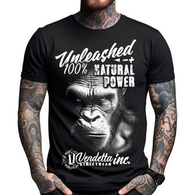 Vendetta Inc. Herren Rundhals Kurzarm T-Shirt schwarz Gorilla Natural Power 1265
