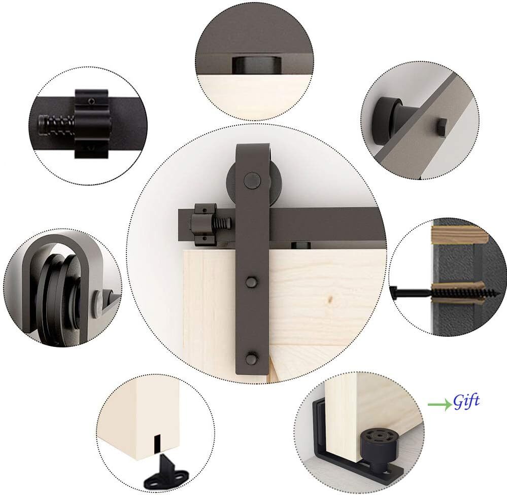 CCJH 5/6/6.6/8/10FT Sliding Barn Door Hardware Kit Track Closet for Wooden Door