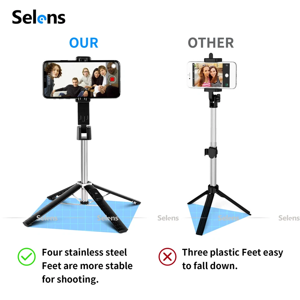 102cm Flexible Mobile Phone Tripod Holder Stand Selfie Stick Bluetooth Remote - image 2 of 4