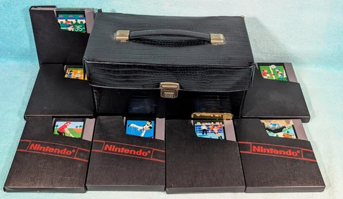 7 Game Nintendo NES Black Box Game Lot w/ Carry Case - Golf, Slalom, & More!