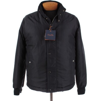 Zanella NWT Padded Nylon Jacket w/ Optional Hood Size Medium US In Solid Blue