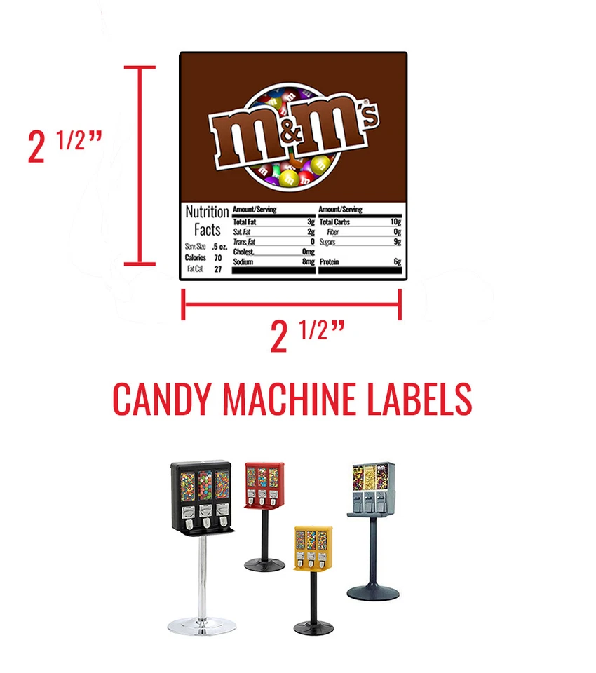 (9) CANDY VENDING MACHINE STICKERS LABELS - NUTRITION INFO - 2.5" x 2.5" - Image 3 of 4