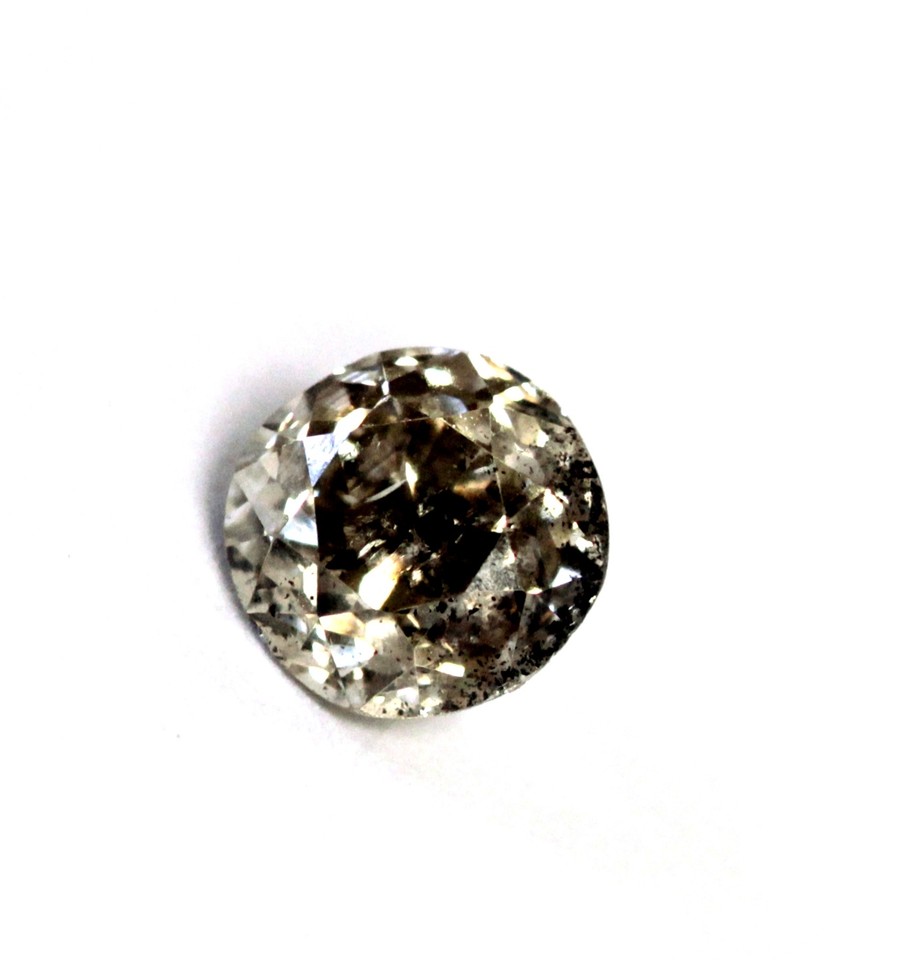 GIA loose certified 1.51ct I2 light brown green round european diamond