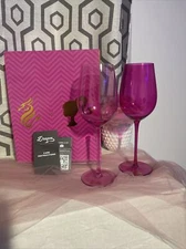 Dragon Glassware x Barbie Wine Glasses, Pink and Magenta Crystal Glass Barbie