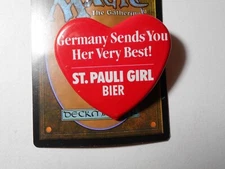 2" St. Pauli Girl Germany Sends You Her Very Best beer cello pinback button