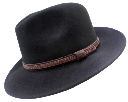 Herren Wollhut Traveller Fedora Outdoorhut wasserabweisend rollbar Straßenhut  - Bild 1 von 4