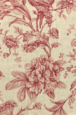 CLARKE & CLARKE  Kellie Raspberry Toile Viscose Linen Cotton Remnant New
