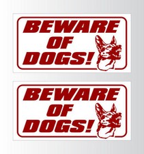 Set of 2 Plastic Beware of Dog German Sherpherd Signs 12" x 6" Warning Signs