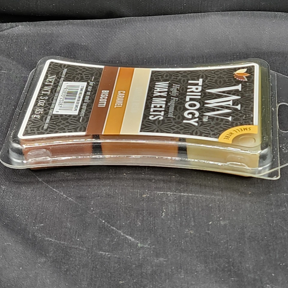 WoodWick Trilogy Vainilla Caramelo Biscotti Cera Perfumada Altamente Fragancia Fusión Foto 4 de 4