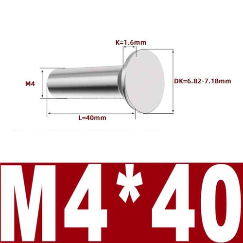 304 Stainless Steel Countersunk Head Solid Rivets Flat Round Head Rivets M2-M6 - Picture 56 of 77