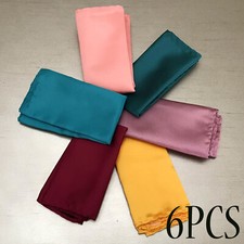 6 PCS SOLID Handkerchief Pocket Square 10 INCHES Peach Gold Red blue Dusty Rose