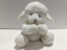 Russ Stuffed Animal White Lamb Pink Bow 6  Tall