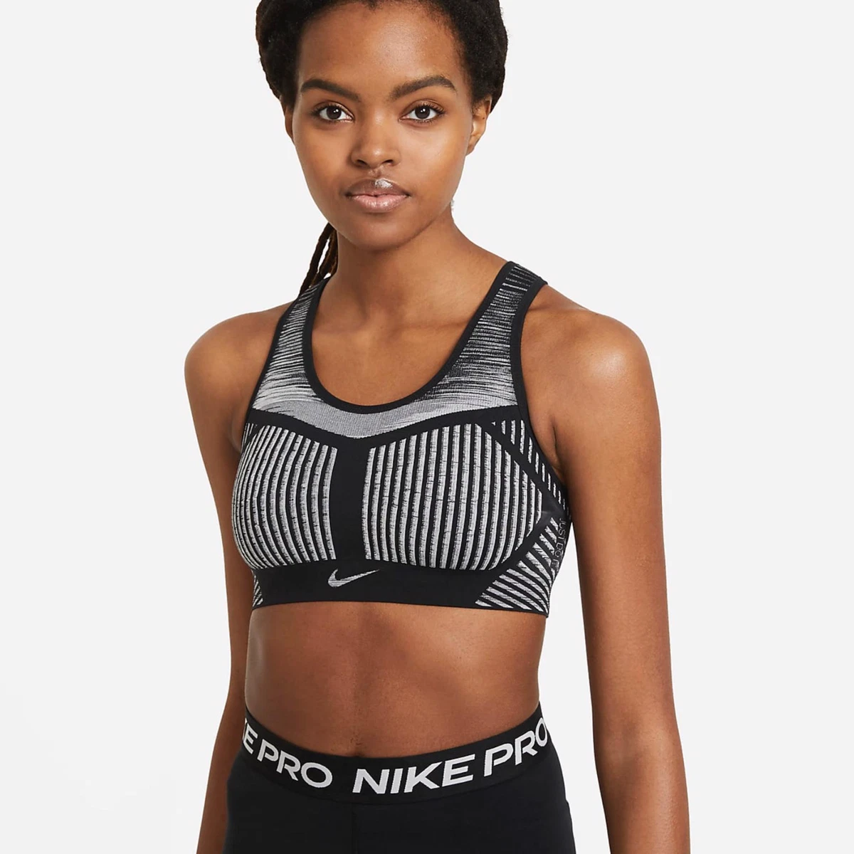 Nike FE/NOM Flyknit High-Support Non-Padded Sports Bra Black Gray