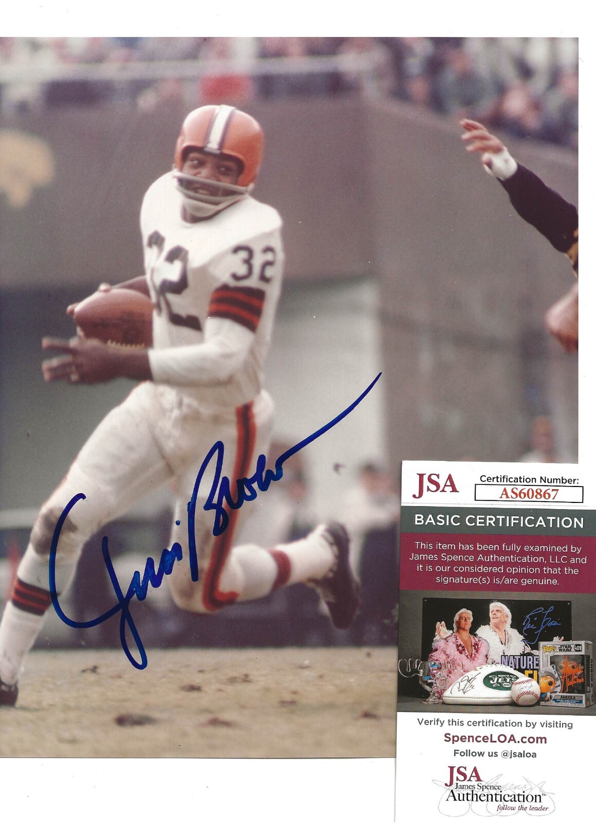 JIM BROWN Autographed Signed autograph 8x10 JSA Browns 