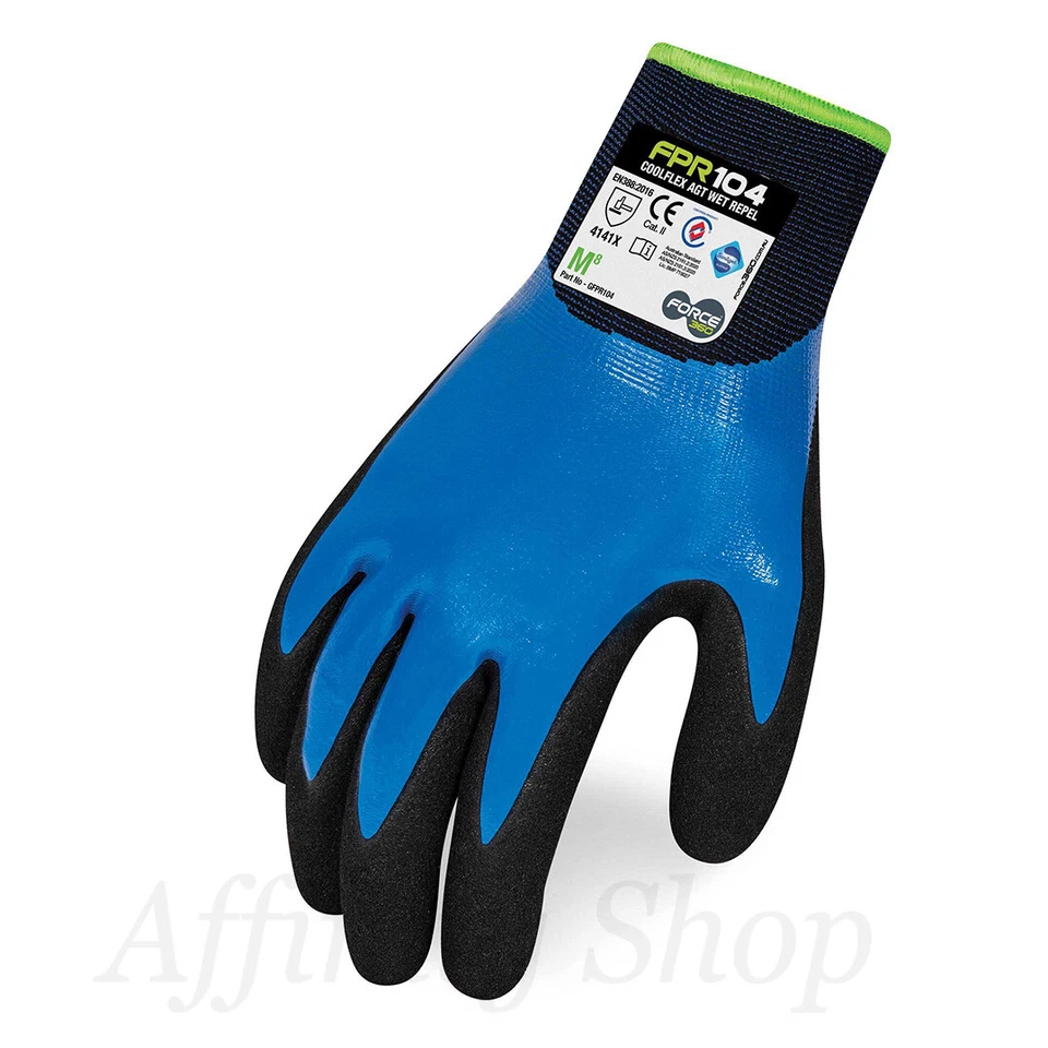 Force360 Wet Repel Gloves FPR104 Water Resistant Rubber Nitrile Work Glove AS/NZ - image 2 of 4