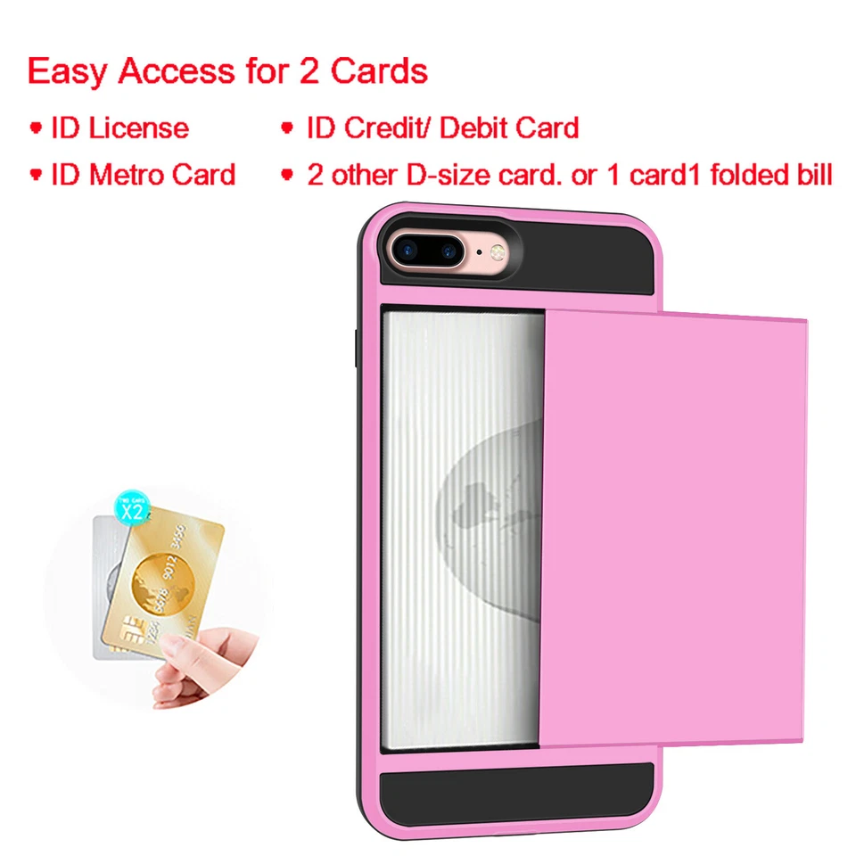 For iPhone6 Plus/6s Plus/7 Plus/8 Plus Wallet Card Slot Hybrid Armor Phone Cover - Image 3 of 4