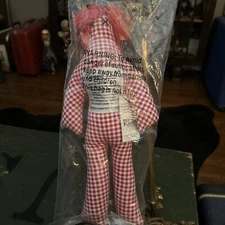 DAMMIT DOLL, Voodoo White Red Gingham Checked Material 12" Tall NWT