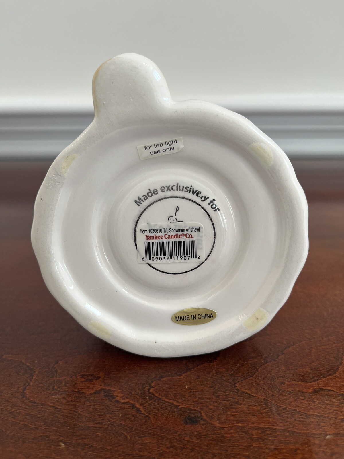 Yankee Candle Snowman Tea Light Candle Holder Pearlescent Glazed Finish READ