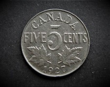 CANADA 5 CENTS 1927  / SNIFF'S  ANCIENT COINS T-2