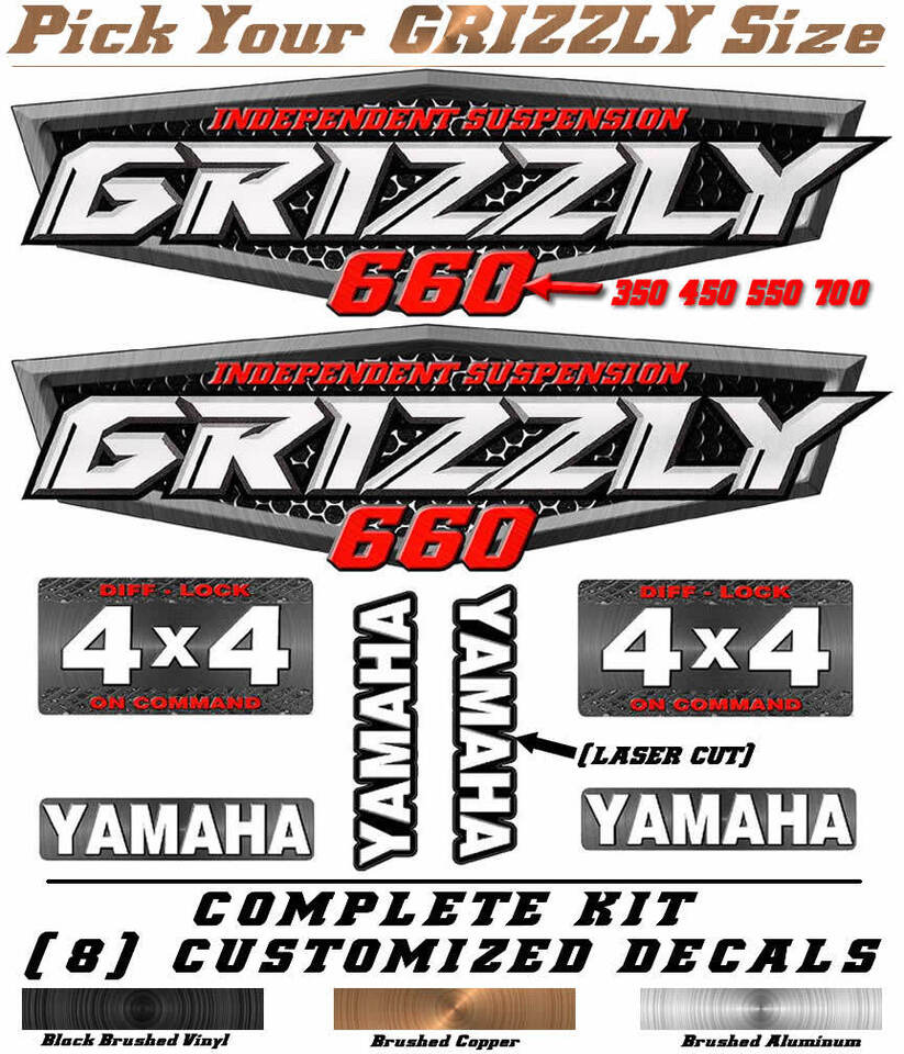 Yamaha Grizzly OEM ATV Tank Decal Graphic Sticker Kit 350 450 550 660 700 4x4